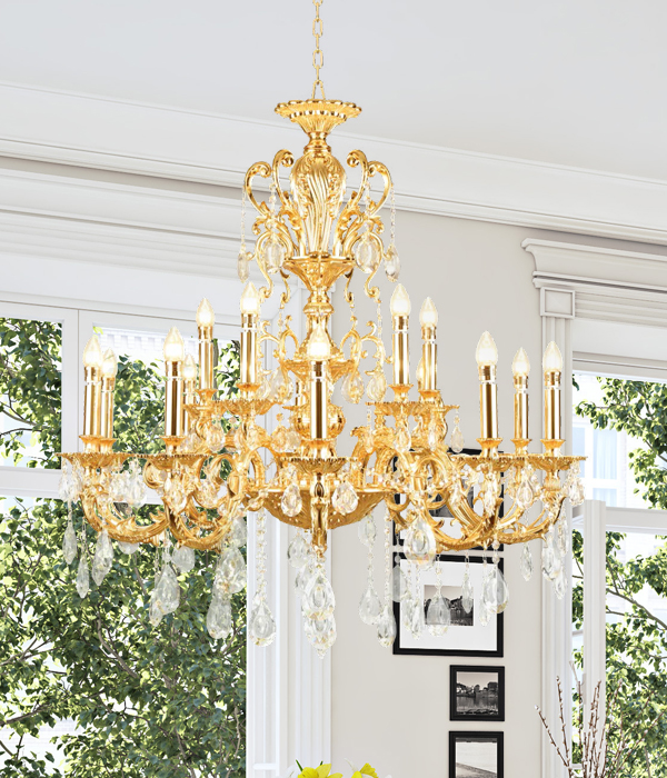 루카 15등 대형 샹들리에 골드 